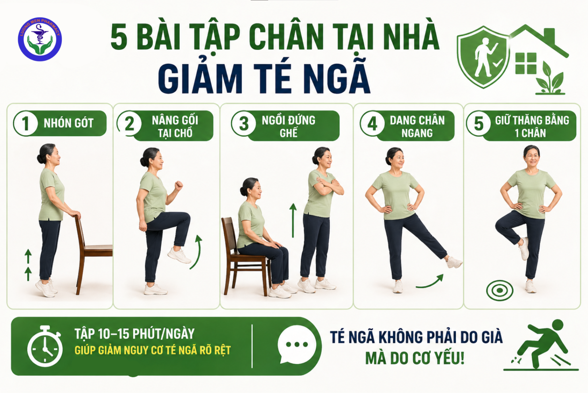 5 BÀI TẬP CHÂN TẠI NHÀ GIÚP GIẢM NGUY CƠ TÉ NGÃ Ở NGƯỜI TRUNG NIÊN VÀ CAO TUỔ