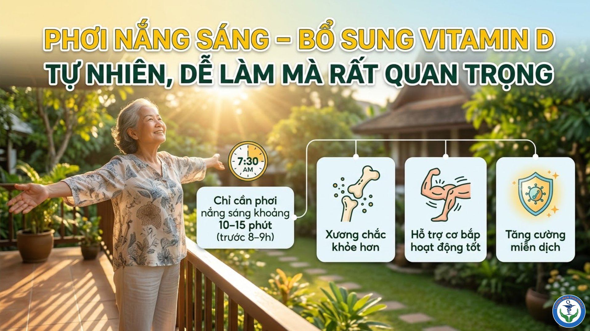 PHƠI NẮNG BUỔI SÁNG – CÁCH BỔ SUNG VITAMIN D TỰ NHIÊN GIÚP XƯƠNG CHẮC KHỎE