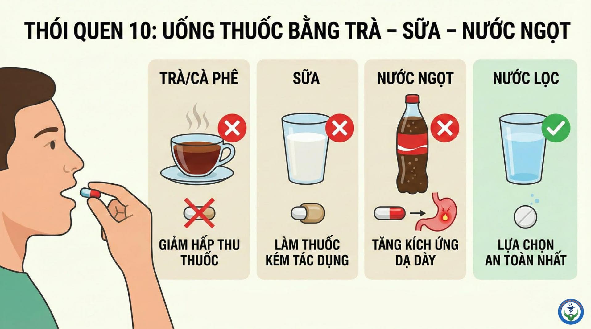 Uống Thuốc Bằng Trà – Sữa – Nước Ngọt: Sai Lầm Nhiều Người Việt Đang Mắc Phải