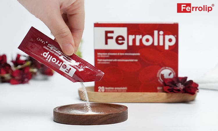 Sắt Ferrolip hỗ trợ tạo hồng cầu, giúp giảm nguy cơ thiếu máu do thiếu sắt (20 gói)