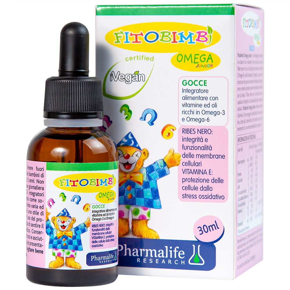 Fitobimbi Omega Junior- Hỗ trợ bổ sung Omega 3, Omega 6 - phát triển não bộ cho trẻ (lọ 30ml)