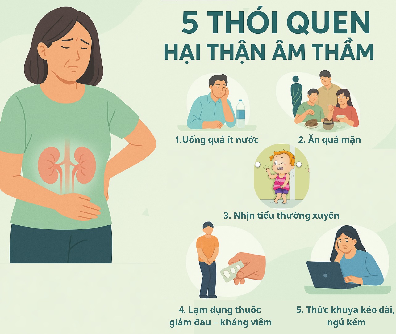 5 Thói Quen Âm Thầm Gây Hại Thận Mà Nhiều Người Việt Đang Mắc Phải
